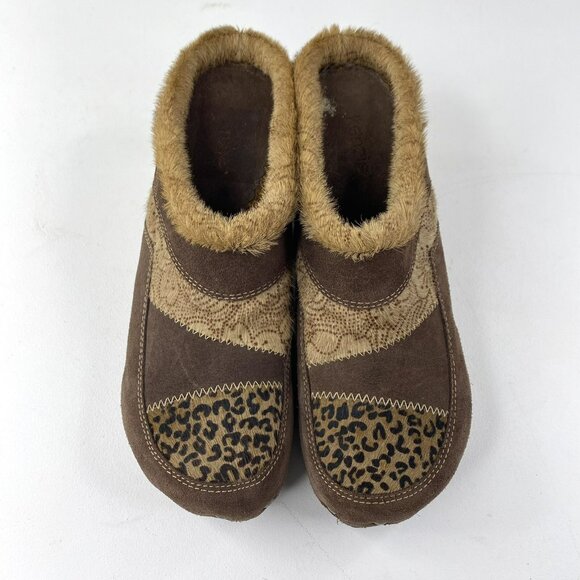 Y2K Clogs Shoes Womens Size 8.5 Wooden Heel Studded Animal Print Boho Hippie - Picture 3 of 9